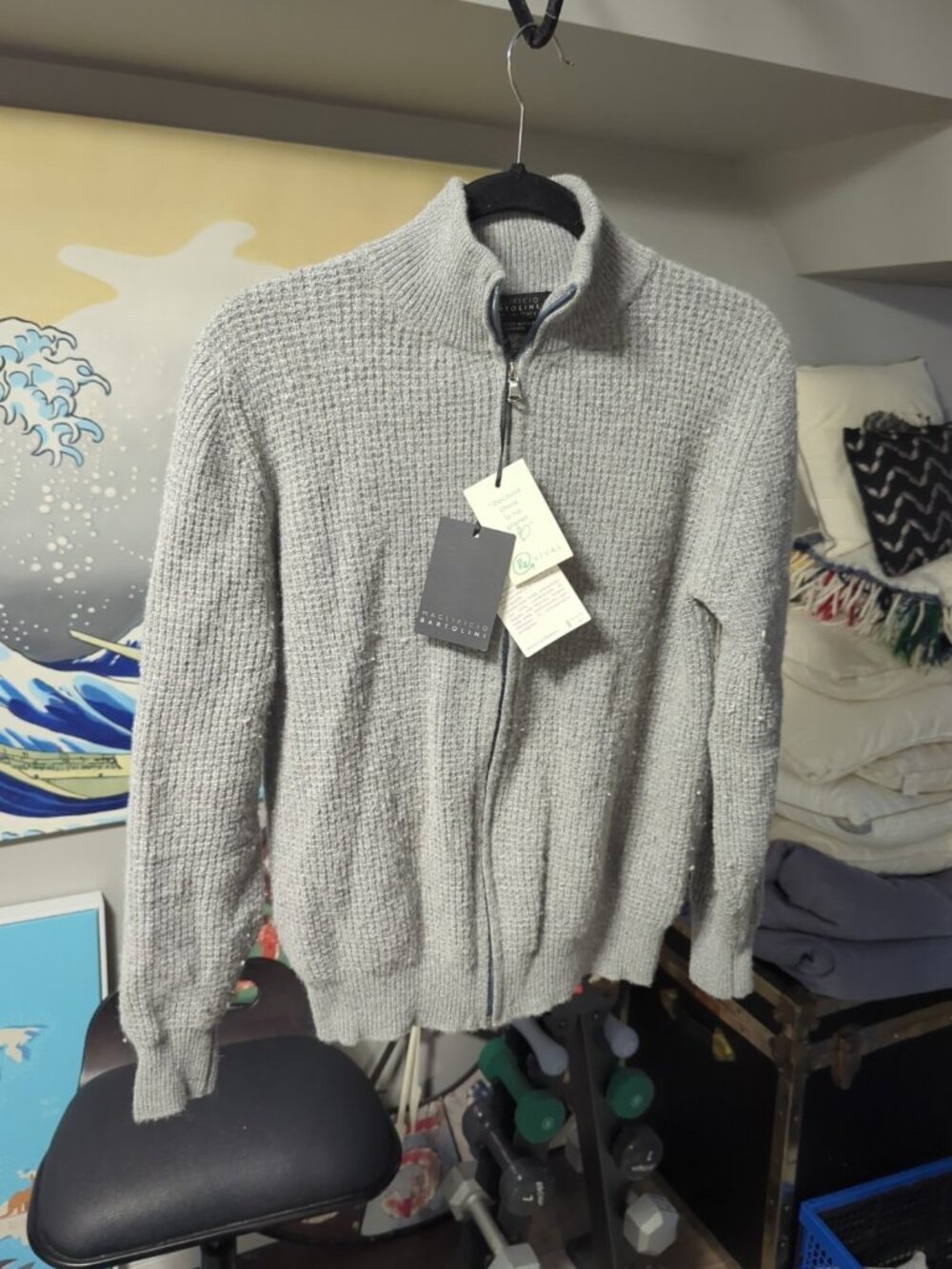 NWT Maglificio Bartolini Wool And Cashmere Sweater Gray Made in Italy Med Grey